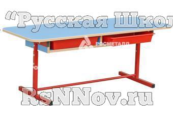 Стол детский 2-х местный регулируемый по высоте и углу наклона столешницы 0-7°, с нишей  614 РН