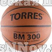 Мяч баск. трен. "TORRES BM300" арт.B00013, р.3, износостойкая резина, нейлоновый корд, бутиловая камера, для зала и улицы, темнооранжево-черный