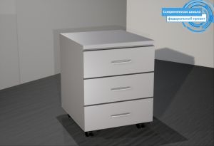 Тумба выкатная на роликах "Современная школа" с 3 ящиками (ЛДСП 16 мм, к. Серый, ф. Серый, кр. Серая)