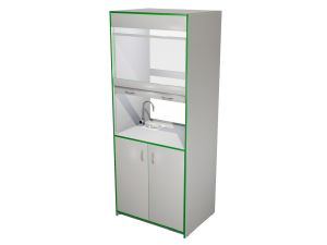 Шкаф для кабинета химии вытяжной с сантехникой «Точка роста» (кор. Серый, кр. Зелёная)