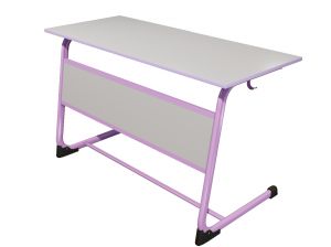 Стол ученический ЭЛЛИПС нерегулируемый цельносварной 2-местный «Точка роста» (гр. 6, мк. Фиолетовый, ст. Серая)